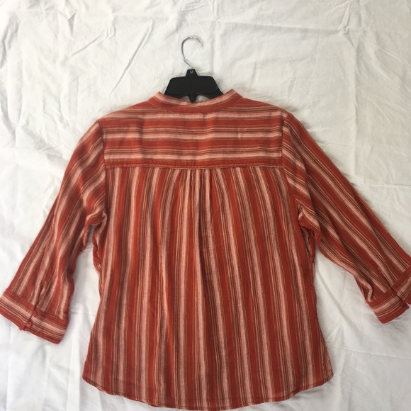 St. John’s Bay | Orange Striped Blouse - L - Picture 6 of 7